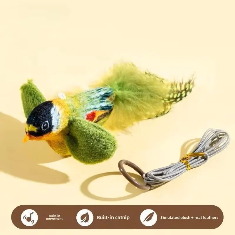 Chirping Flapping Bird Cat Toy – Interactive Touch-Activated Toy for Indoor Cats