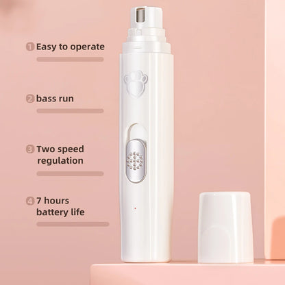 Quiet USB Rechargeable Dog Nail Grinder with LED Light – Painless Paw Trimmer for Dogs & Cats