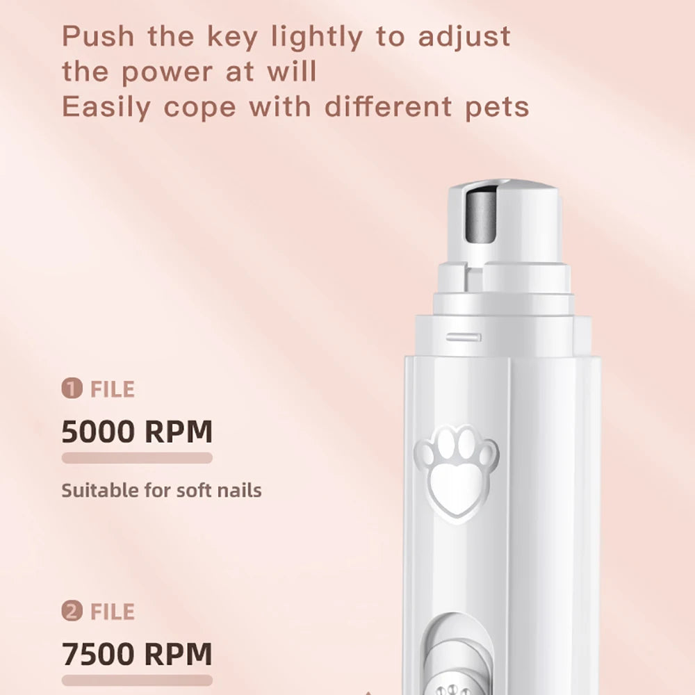 Quiet USB Rechargeable Dog Nail Grinder with LED Light – Painless Paw Trimmer for Dogs & Cats