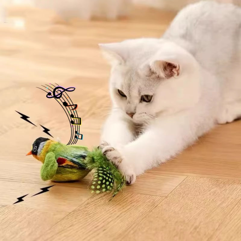Chirping Flapping Bird Cat Toy – Interactive Touch-Activated Toy for Indoor Cats