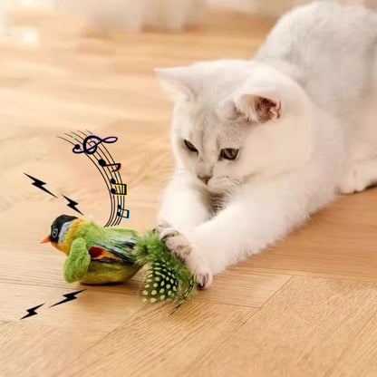 Chirping Flapping Bird Cat Toy – Interactive Touch-Activated Toy for Indoor Cats