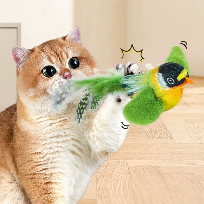 Chirping Flapping Bird Cat Toy – Interactive Touch-Activated Toy for Indoor Cats