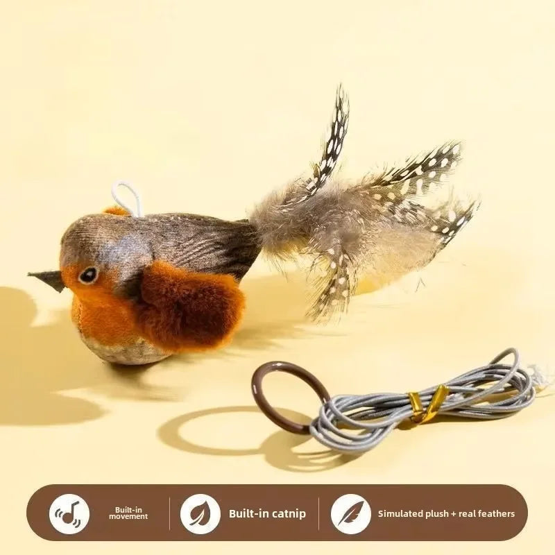 Chirping Flapping Bird Cat Toy – Interactive Touch-Activated Toy for Indoor Cats