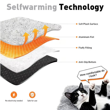 Self-Warming Cat Bed – No Electricity, Thermal Heat-Reflecting Pad for Cats & Small Dogs