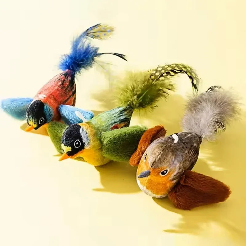 Chirping Flapping Bird Cat Toy – Interactive Touch-Activated Toy for Indoor Cats