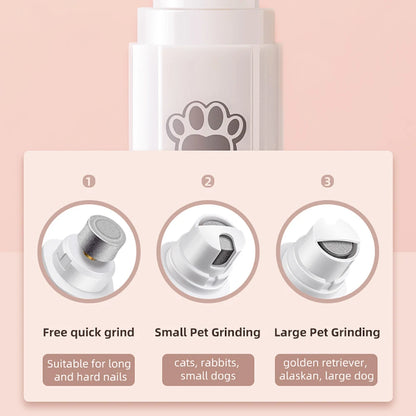 Quiet USB Rechargeable Dog Nail Grinder with LED Light – Painless Paw Trimmer for Dogs & Cats